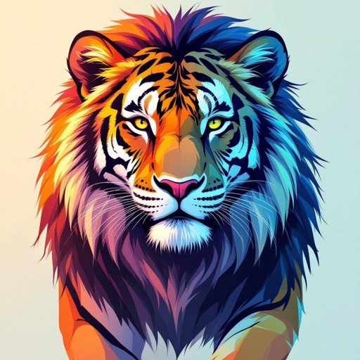 Tiger head with lions torso and cat legs