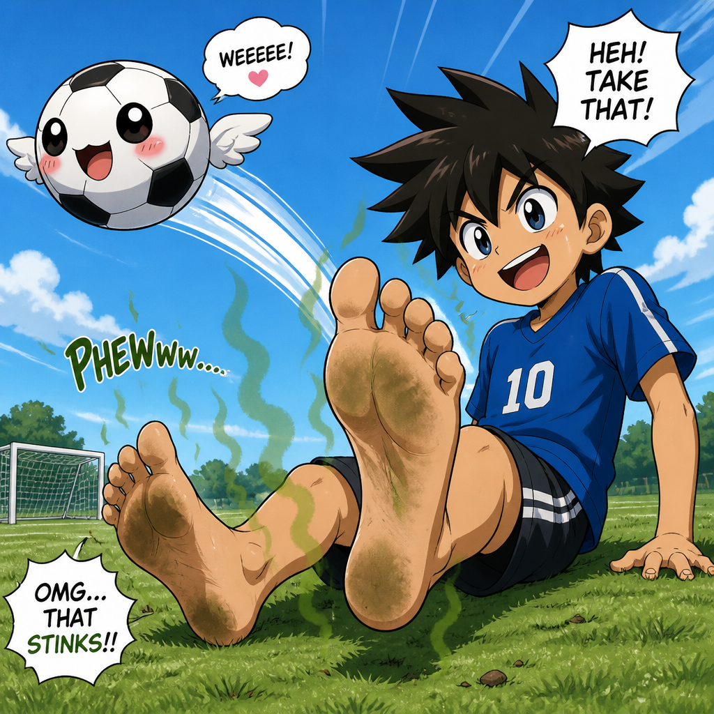 A soccer ball with wings that i goggle, gaga, gaga, gaga, gaga my Kabu, and he has stinky feet