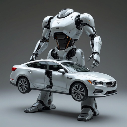 Um carro com pernas humanoide