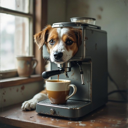 Hund Kaffeemaschine 