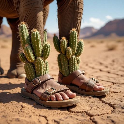 Elephant cactus body wear 4 sandals in desert