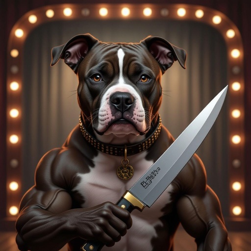 dog with body knife in theatre