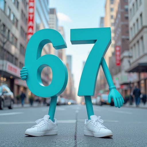 Cyan number 67 2 cyan arm 2 cyan leg 2 wear white shoes in city