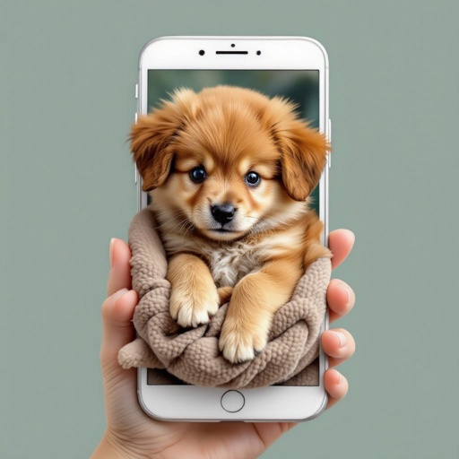 Dog inside a phone
