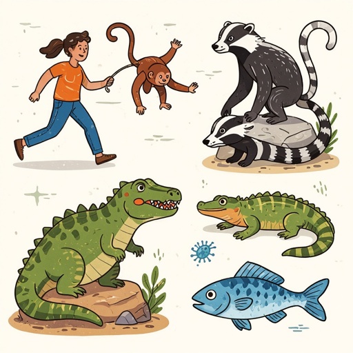🚶🏻🐒🦡🦖🐊🦎🐟🦠