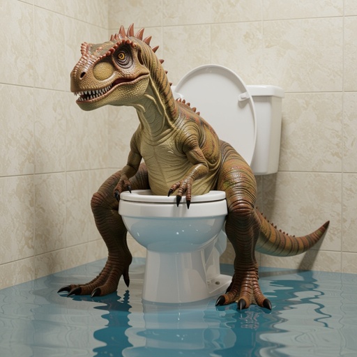 Dinosaurus sit in the toiled