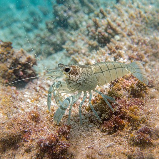 Cat shrimp body in ocean