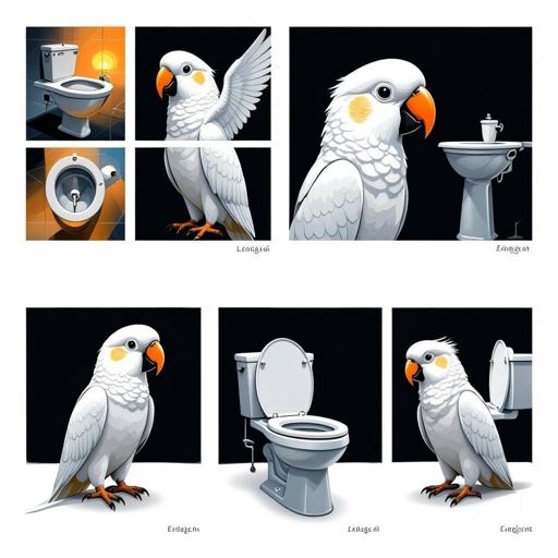 Un pappagallo con un corpo di WC