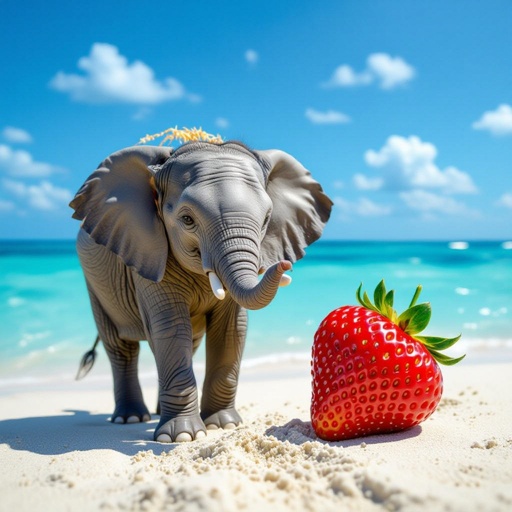 Strawberry elephant in beach