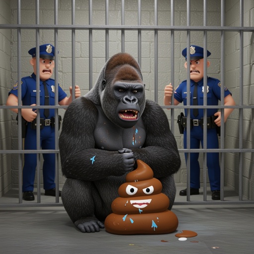 Poop gorilla mammoth crying jail angry police funny meme