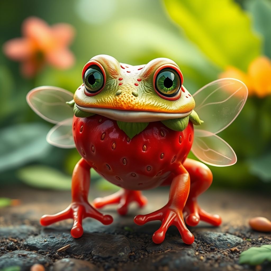 A frog strawberry