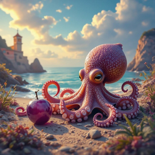 Octopus and  a grape in Italian Brainrot 