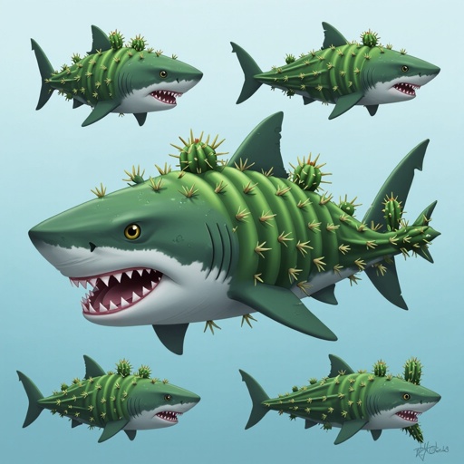 Shark with a cactus body