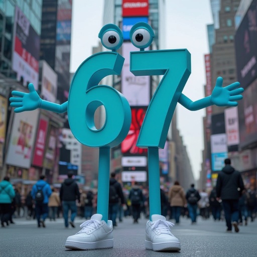 Cyan number 67 2 cyan arm 2 cyan leg 2 wear white shoes in city