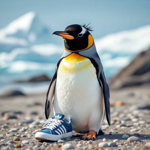 Penguin with Adidas shoes penleele palala
