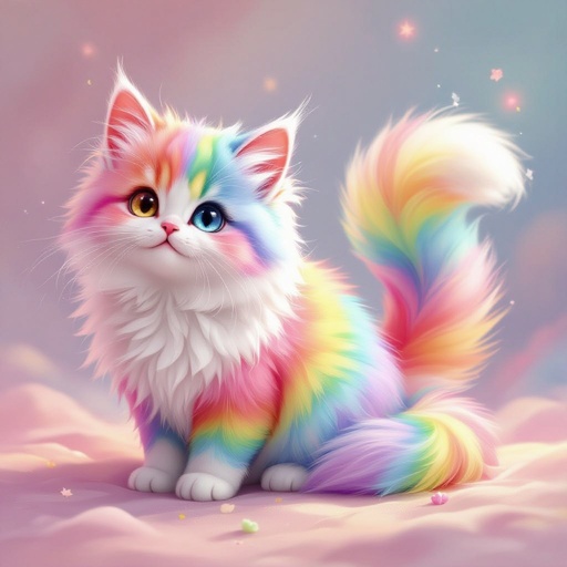 Cute Fluffy rainbow cat
