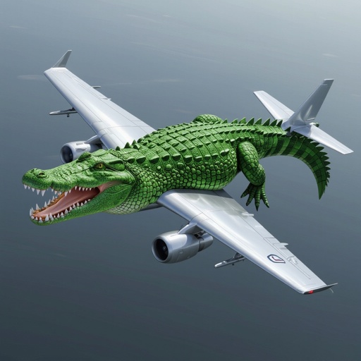 Coccodrillo mischiato con un aereo