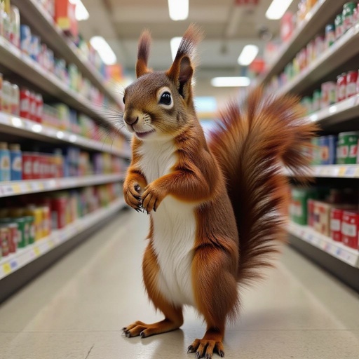 Squirrel strawber body 4 human leg in store