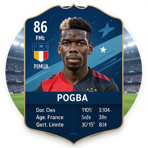 Pogba fc mobile card and make it more English and more easy for everyone in the world and rating is 86 and live in france in as Monaco and age 32