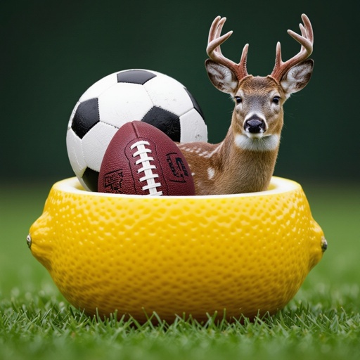 A football in a deer in a lemon