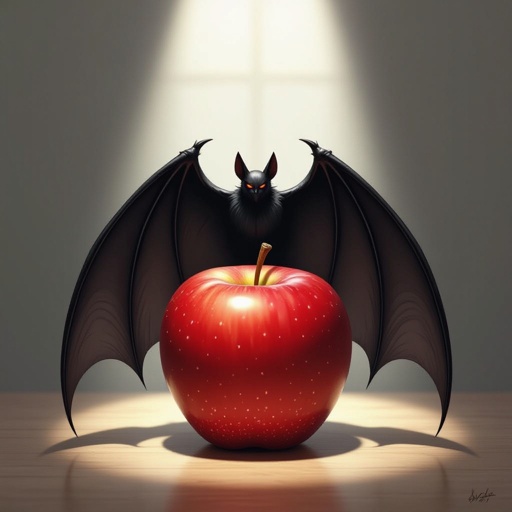Apple with bat wings