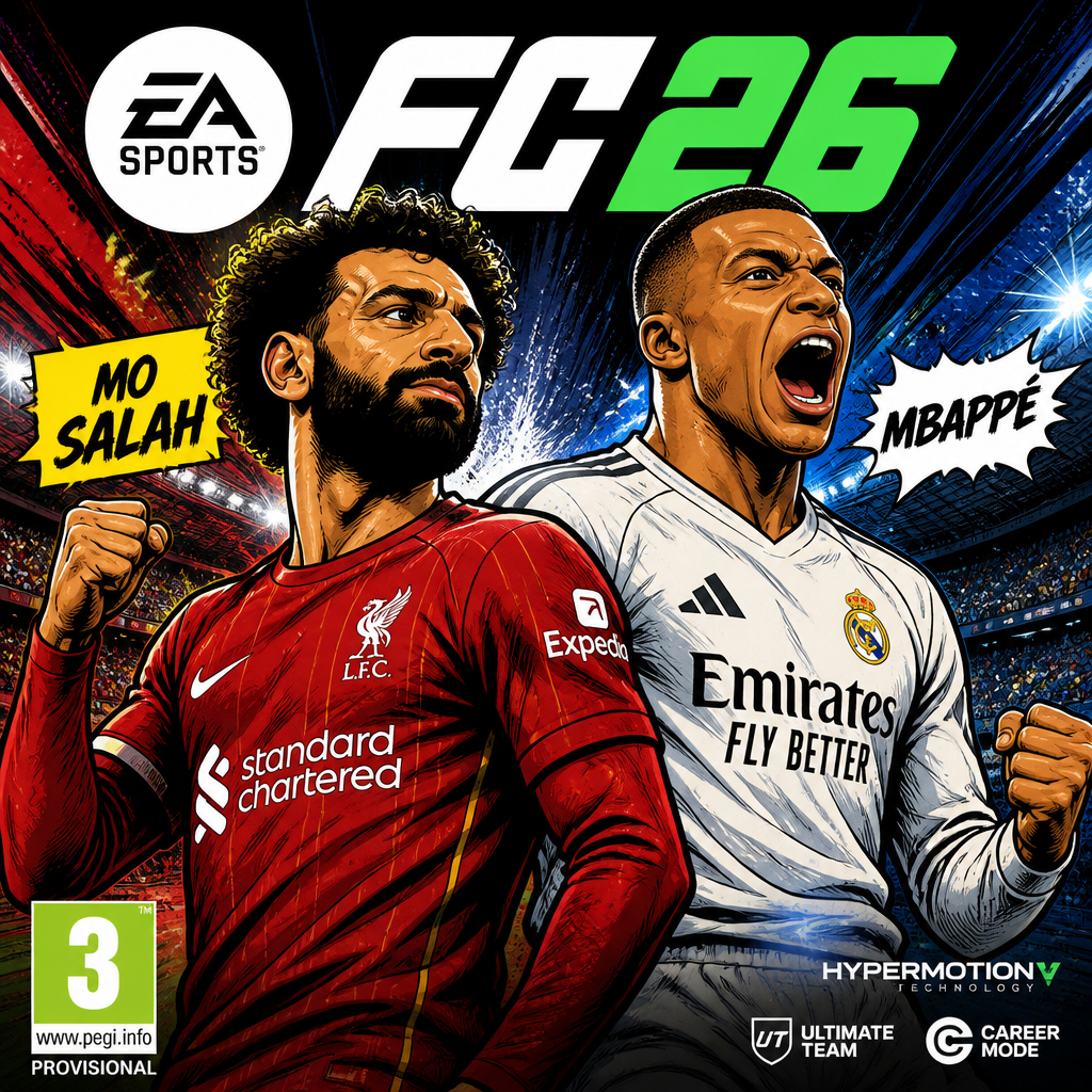 Mo Salah and mbappe on a FC26 cover