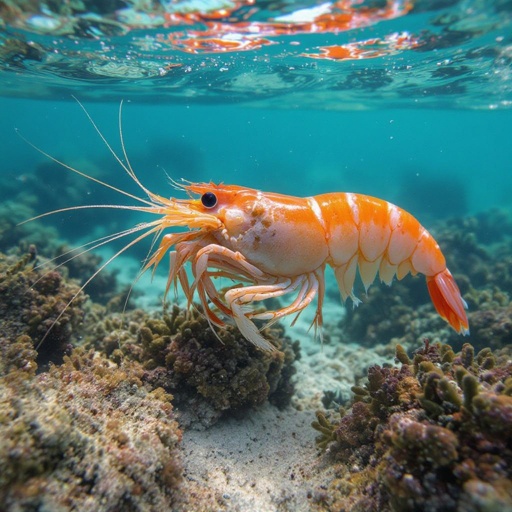 Shrimp cat head in ocean