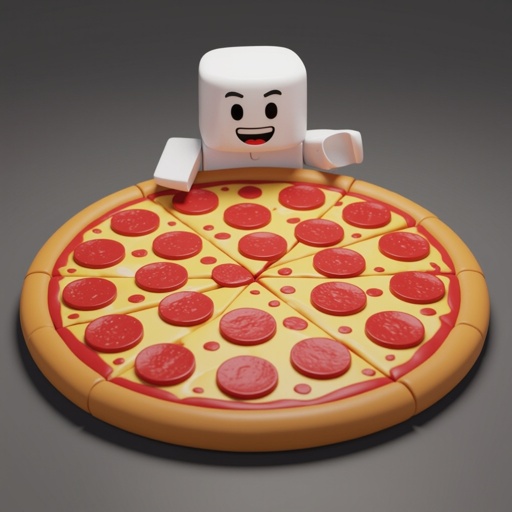 A pizza on a Roblox noob