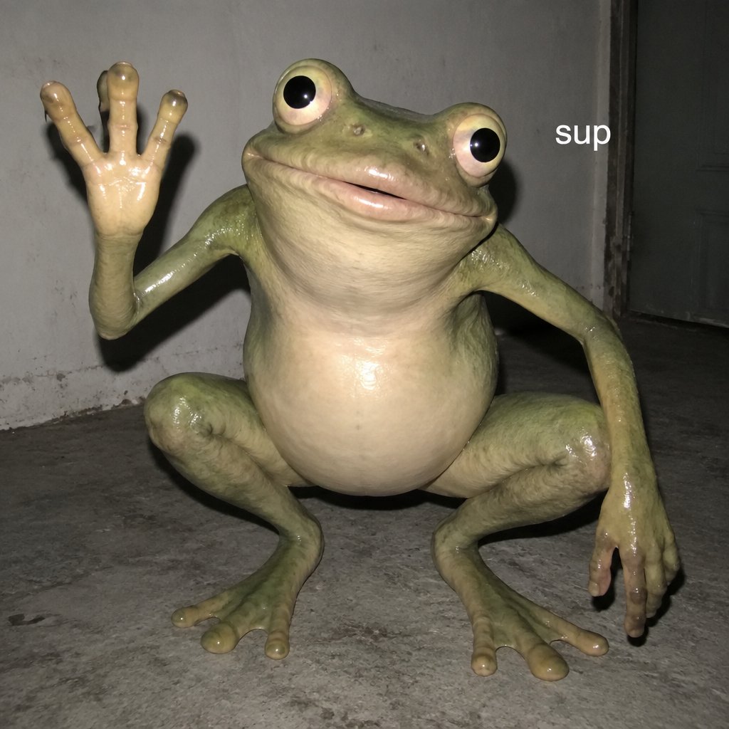 A forg hoping saying sup