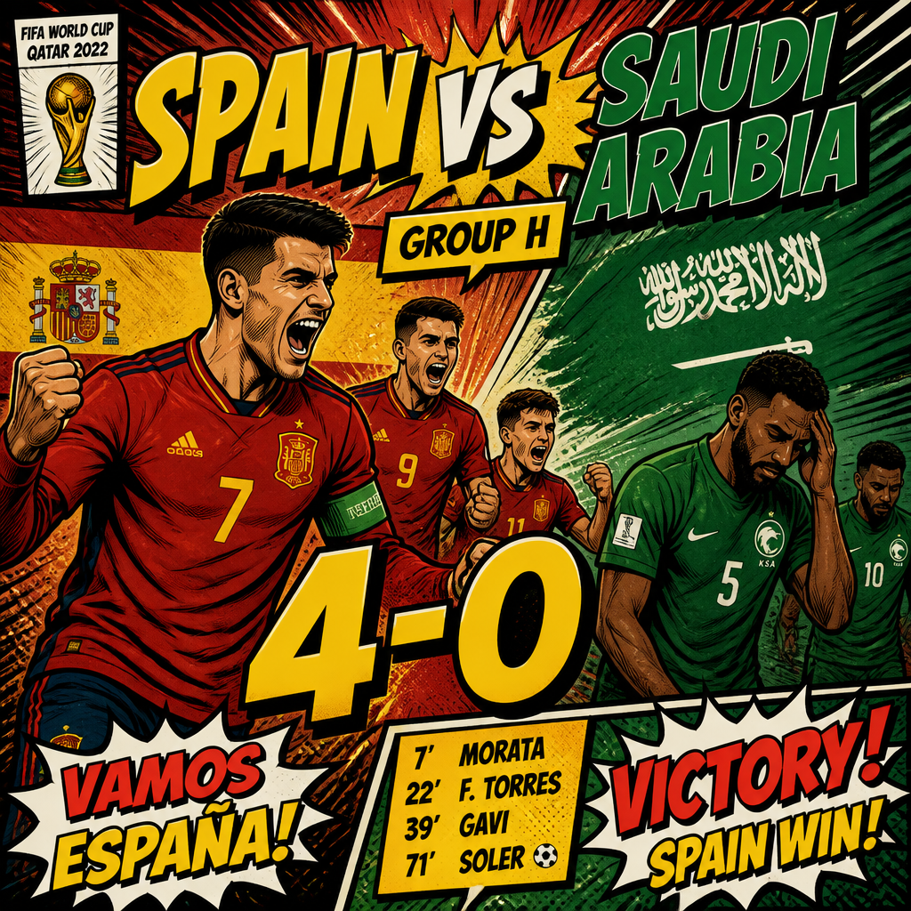 Spain vs Saudi Arabia Group H 4-0 Spain win