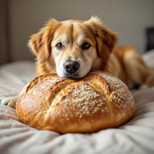 A dog with a Bread