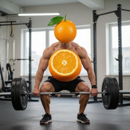 Una arancia in palestra mezzo umano