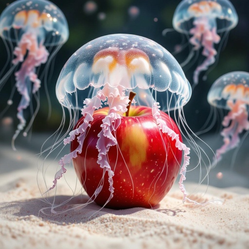 Apple with jellyfish tentacles