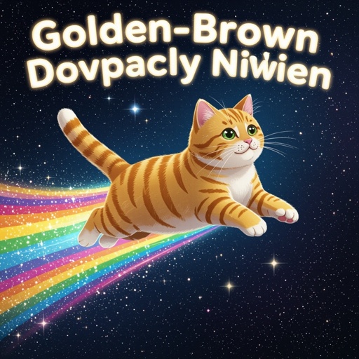 Un gatto biscotto che vola nello spazio e lascia una scia arcobaleno