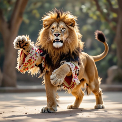 A lion dancing