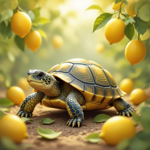 Faça uma tartaruga limão em uma plantação de limão