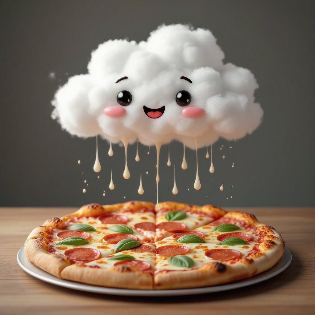 Un nube con la testa di pizza.