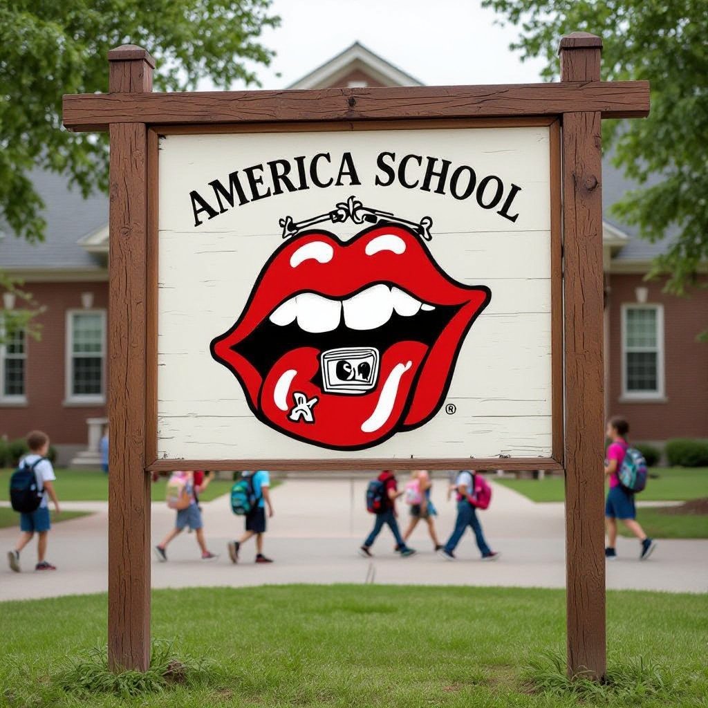 America school tongue sign