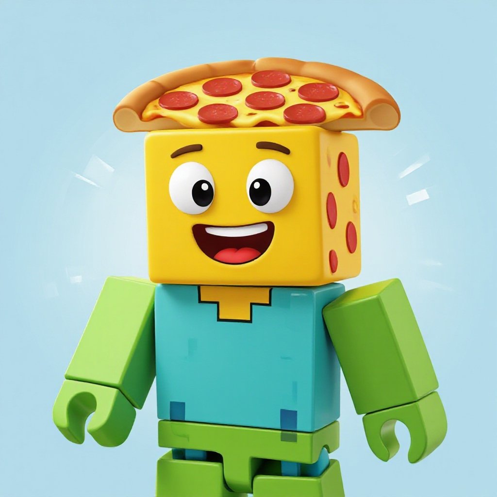 a roblox noob with pizza on it’s head