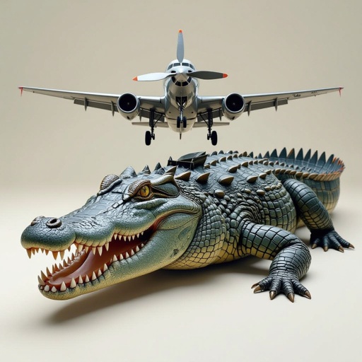 Un coccodrillo con la testa di un aereo 
