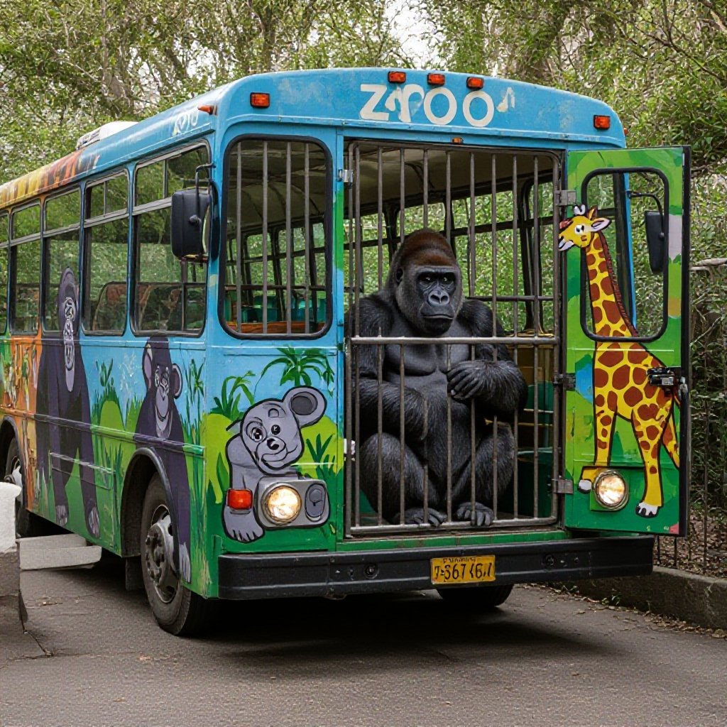 A bus containing the zoo's gorilla enclosure