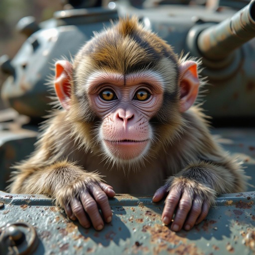 Um tanque de guerra macaco