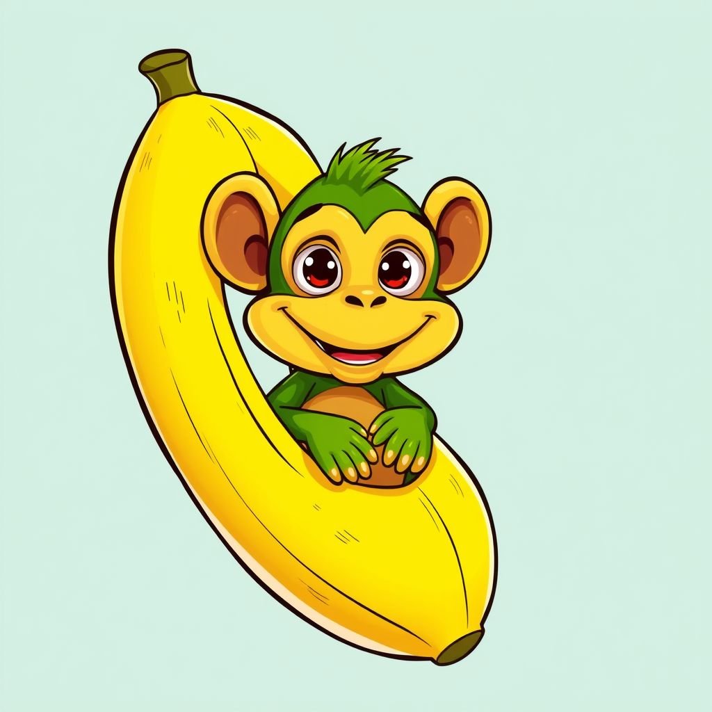 Crea una scimmia verde dentro a una banana