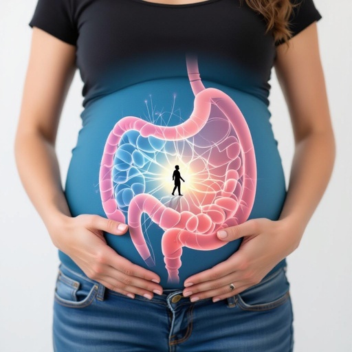 Man in woman stomach