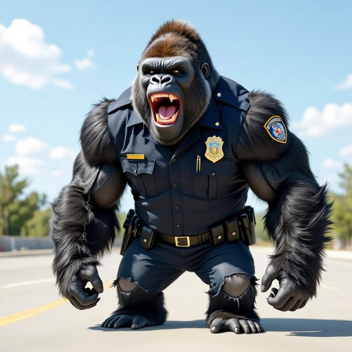 Rip police man gorilla lauhing