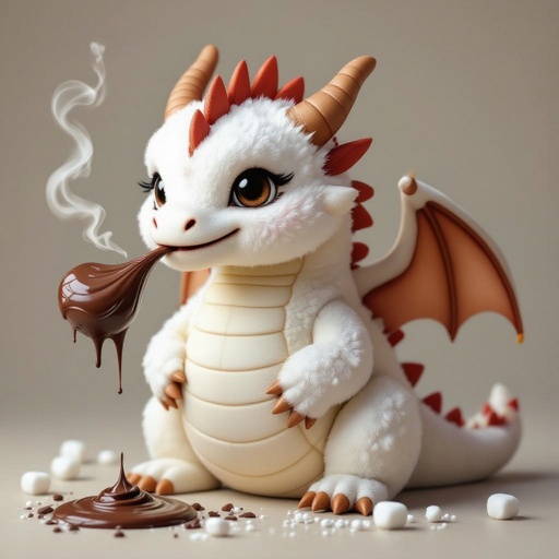 Un drago fatto di Marshmallow e gentile sputa cioccolata al posto del fuoco