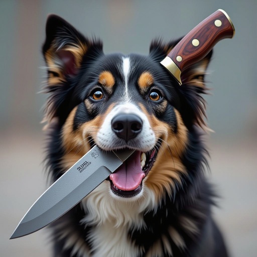 dog mixed with knife
