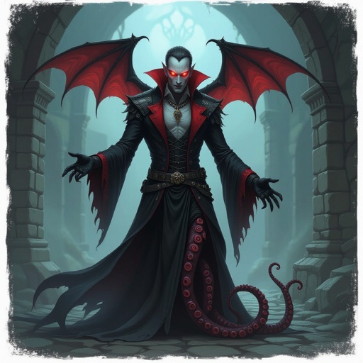 Um vampiro com pernas de uma Lula 