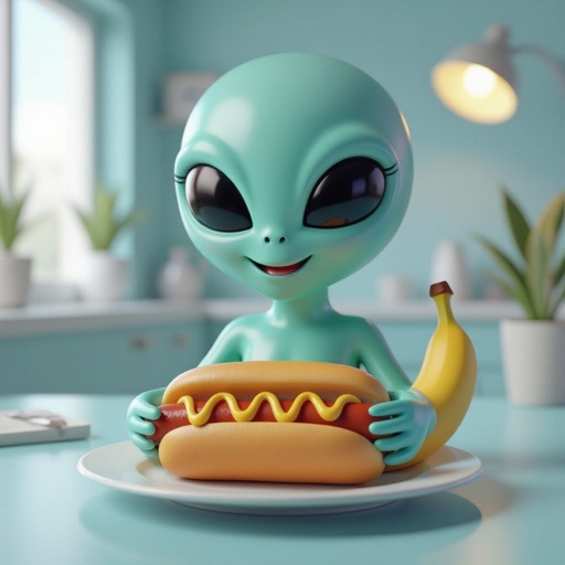     Alien, hot dog taco banana