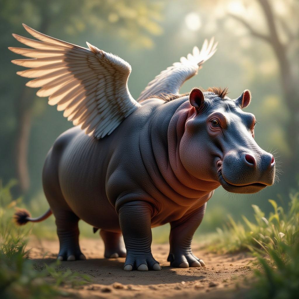 Ippopotamo con ali e zampe di leone